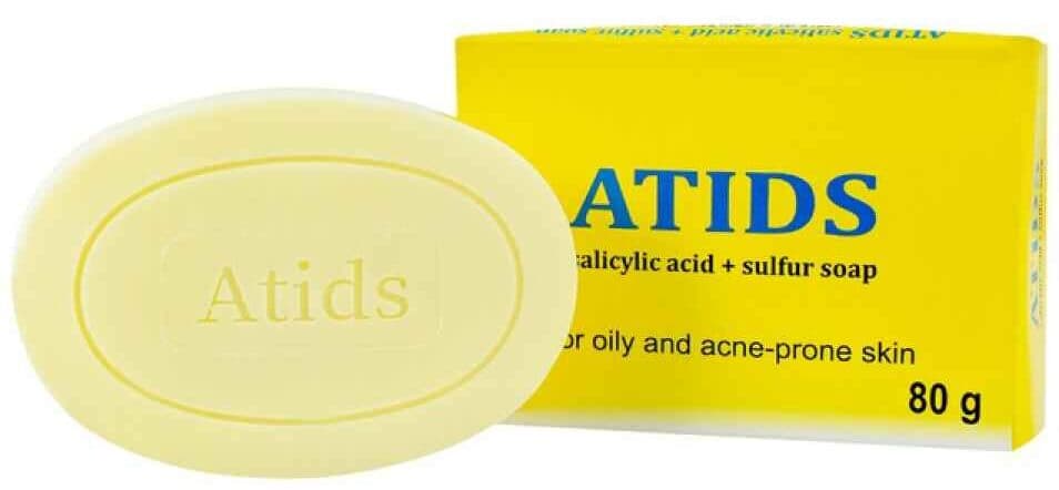 Xà phòng tắm Atids Salicylic Acid 2% + Sulfur làm sạch da, thích hợp cho da dầu, da mụn (80g)