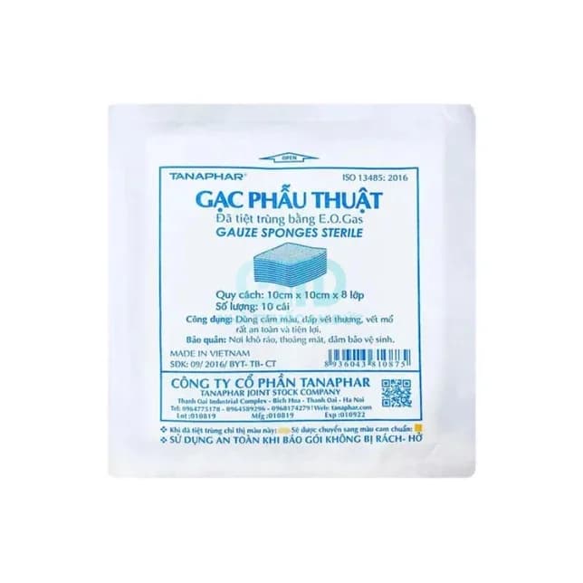 Bao bì gạc phẫu thuật Tanaphar 10x10cm