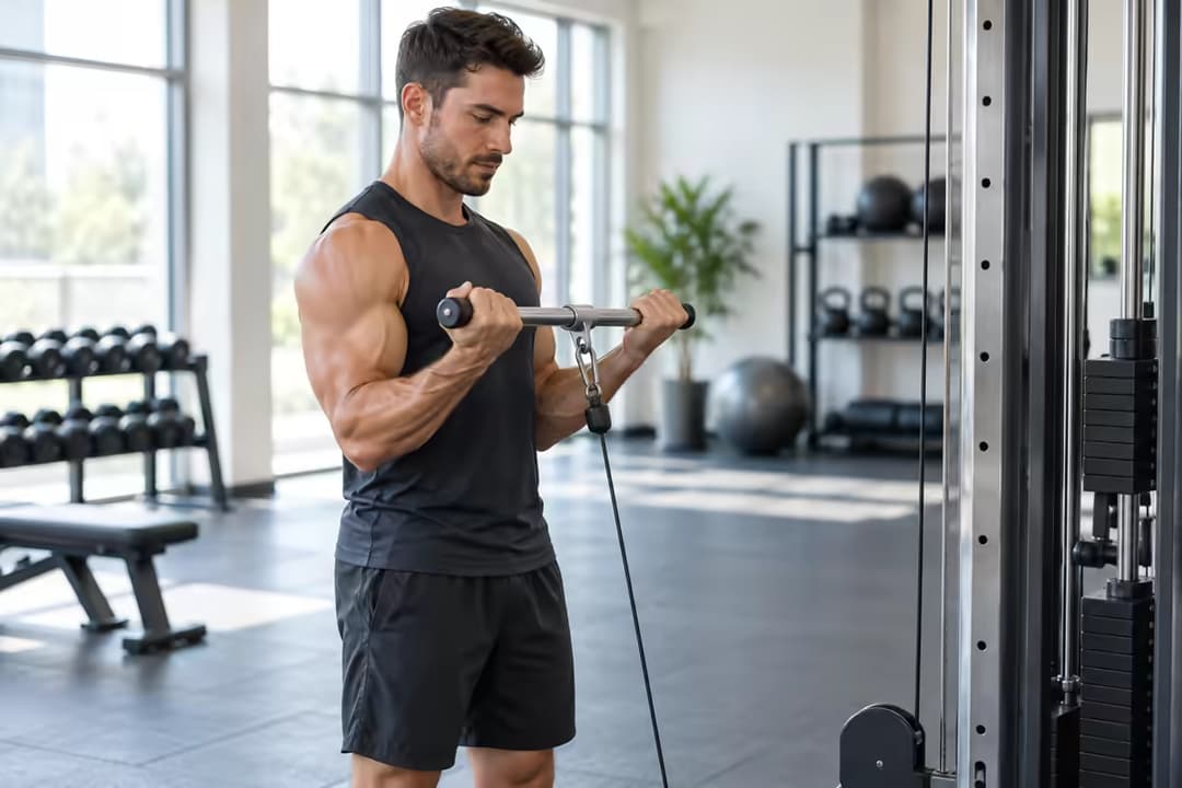 Tập cable bicep curl đúng kỹ thuật giúp cánh tay săn chắc