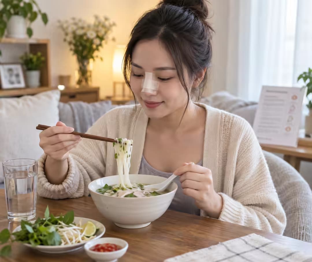 Nâng mũi có ăn hủ tiếu được không và những lưu ý khi ăn