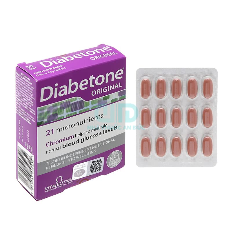 Hộp và vỉ viên uống Diabetone Original 30 viên