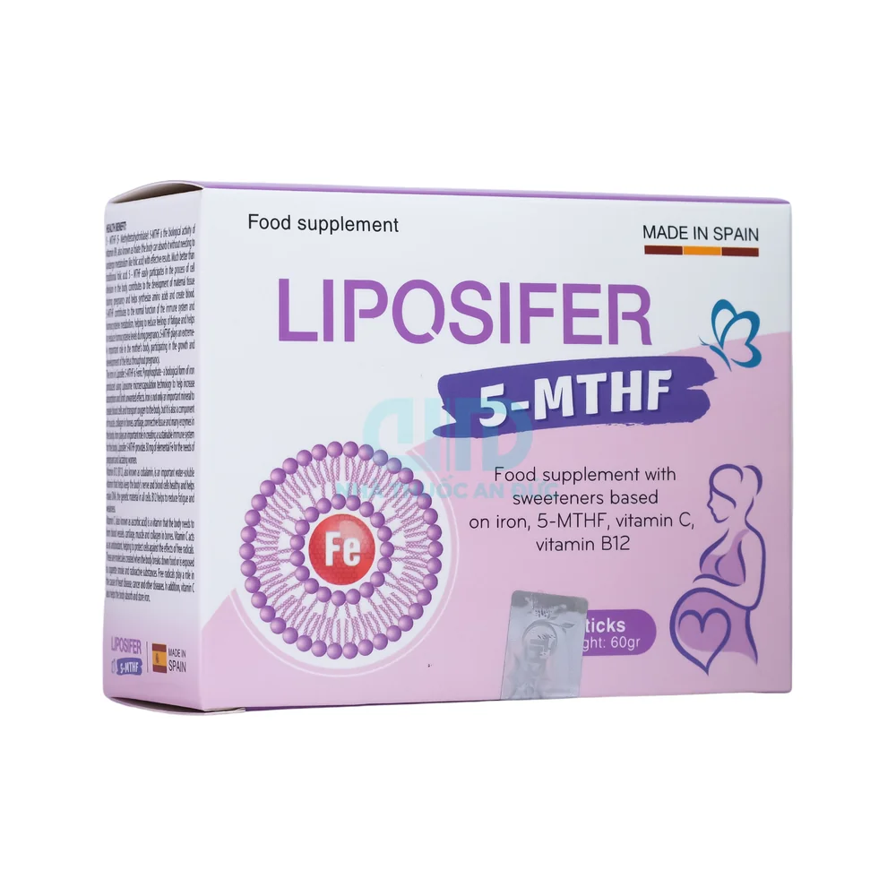 Bột Uống Bổ Sung Sắt Liposome Và 5-MTHF Liposifer Tây Ban Nha Hộp 30 Gói – Ảnh bìa chính