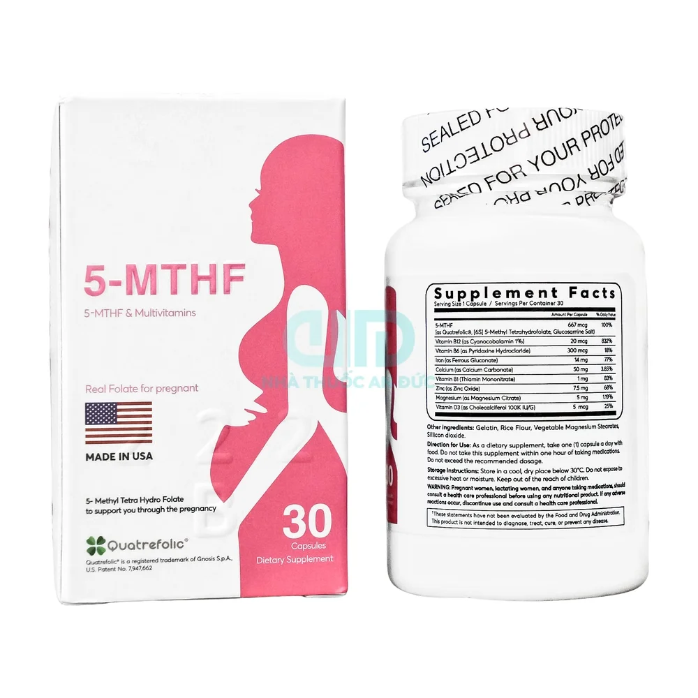 Viên Uống 5-MTHF & Multivitamins Bổ Sung Folate Hoạt Tính Cho Bà Bầu (Lọ 30 Viên) – Hình 1