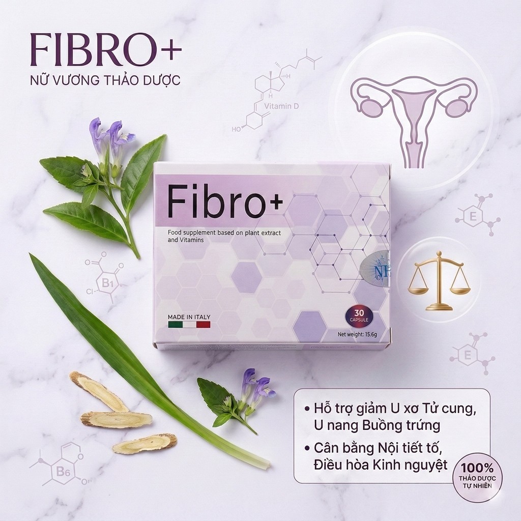 Viên uống Fibro+ hỗ trợ u xơ tử cung, u nang buồng trứng