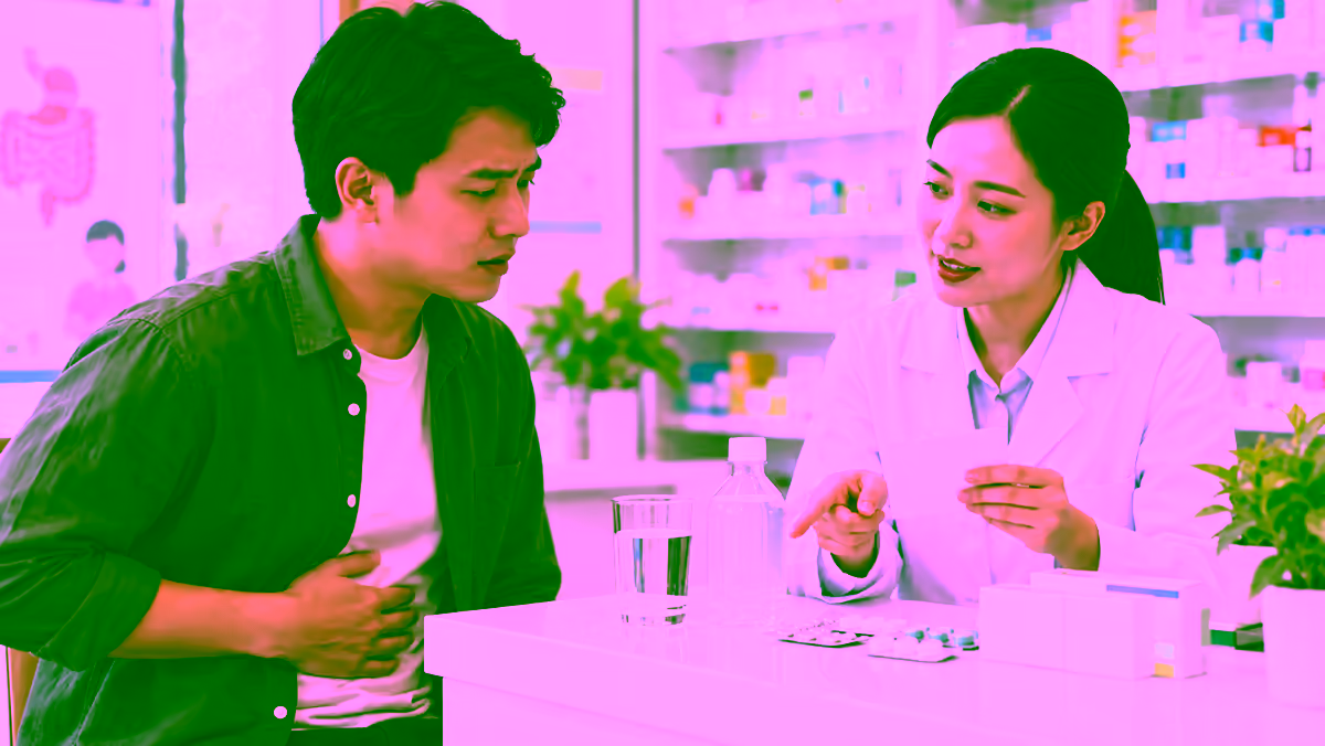 Nguoi benh dau bung duoc duoc si huong dan bu nuoc va dung thuoc an toan