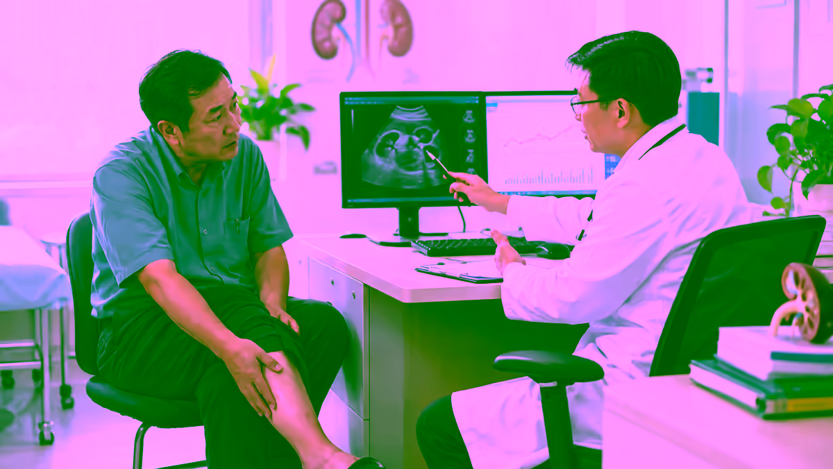 Bác sĩ thận học giải thích siêu âm thận cho người bệnh đái tháo đường