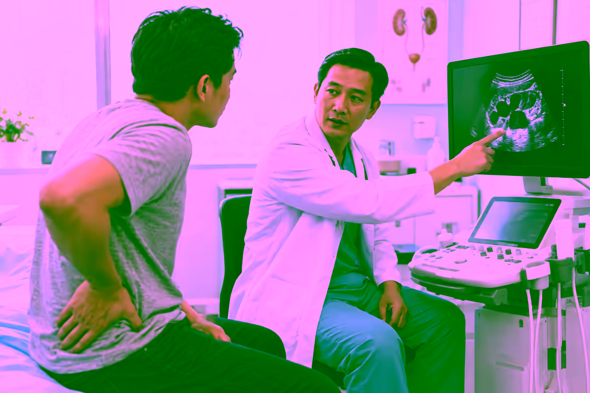 Bác sĩ tiết niệu giải thích siêu âm thận ứ nước cho người bệnh đau hông lưng