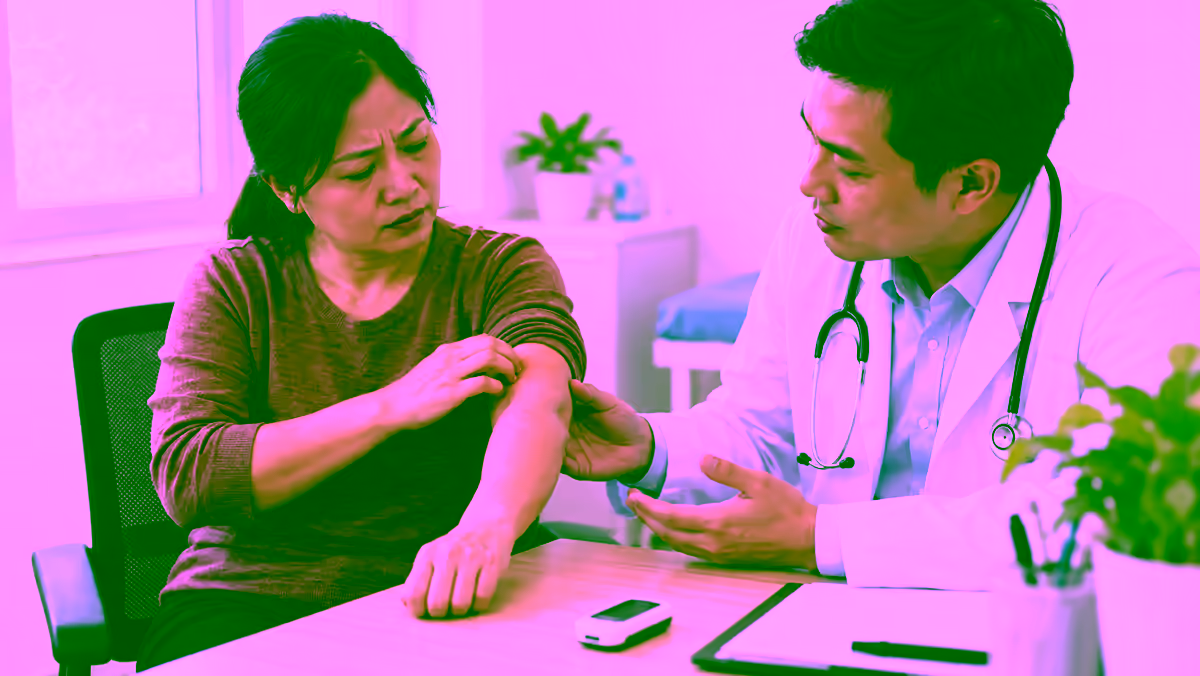 Bệnh nhân tiểu đường ngứa da được bác sĩ kiểm tra và tư vấn chăm sóc