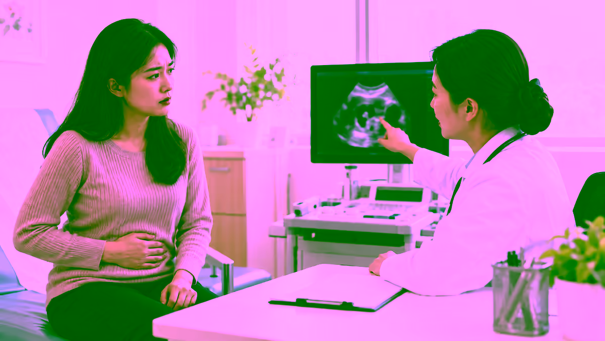 Người phụ nữ được bác sĩ tư vấn kết quả siêu âm và sức khỏe sản phụ khoa
