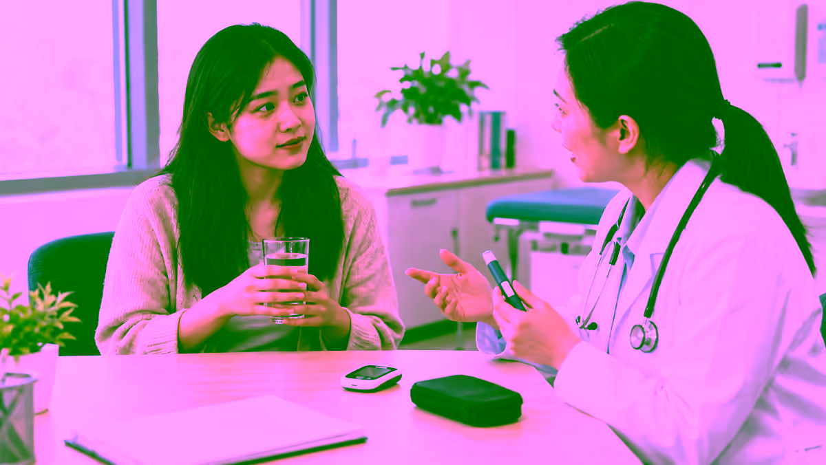 Người bệnh tiểu đường tuýp 1 được bác sĩ hướng dẫn theo dõi đường huyết