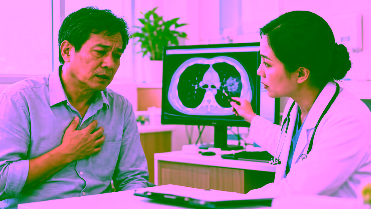 Bác sĩ tư vấn phim chụp phổi cho người bệnh ung thư giai đoạn tiến triển
