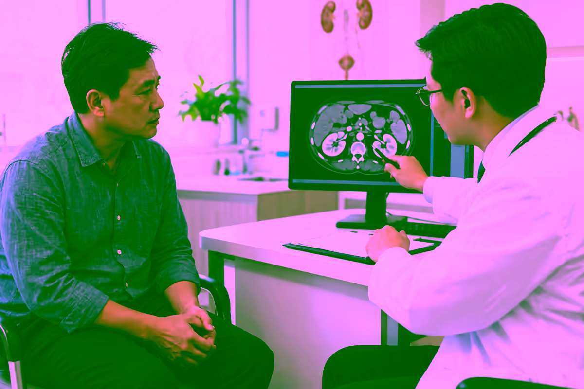 Bác sĩ tiết niệu giải thích hình ảnh thận cho người bệnh