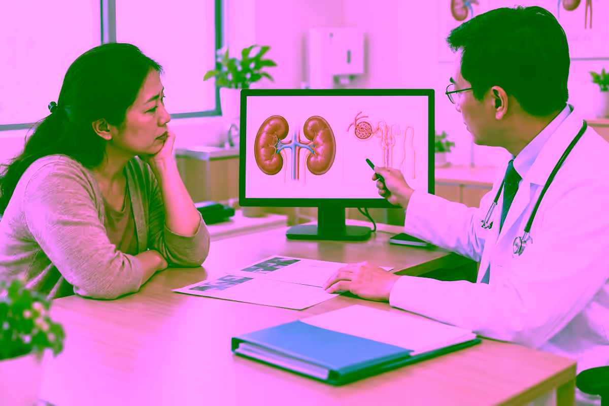 Bác sĩ thận học giải thích hình ảnh ống thận cho người bệnh