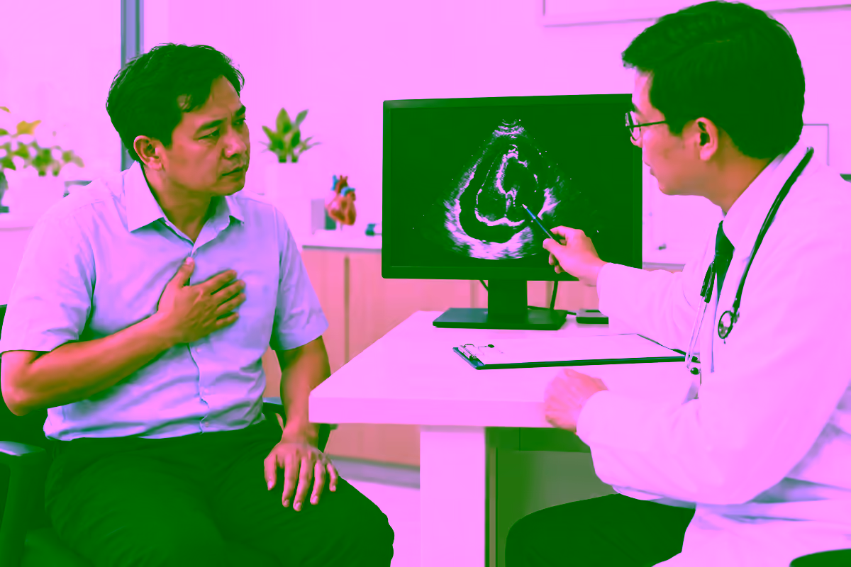 Bác sĩ tim mạch giải thích siêu âm tim có dịch quanh tim cho người bệnh