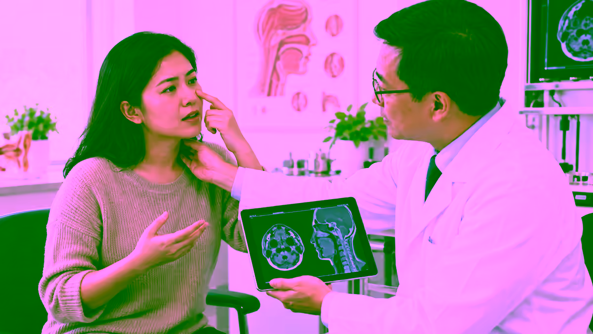 Người bệnh trao đổi với bác sĩ về triệu chứng sớm vùng mũi họng