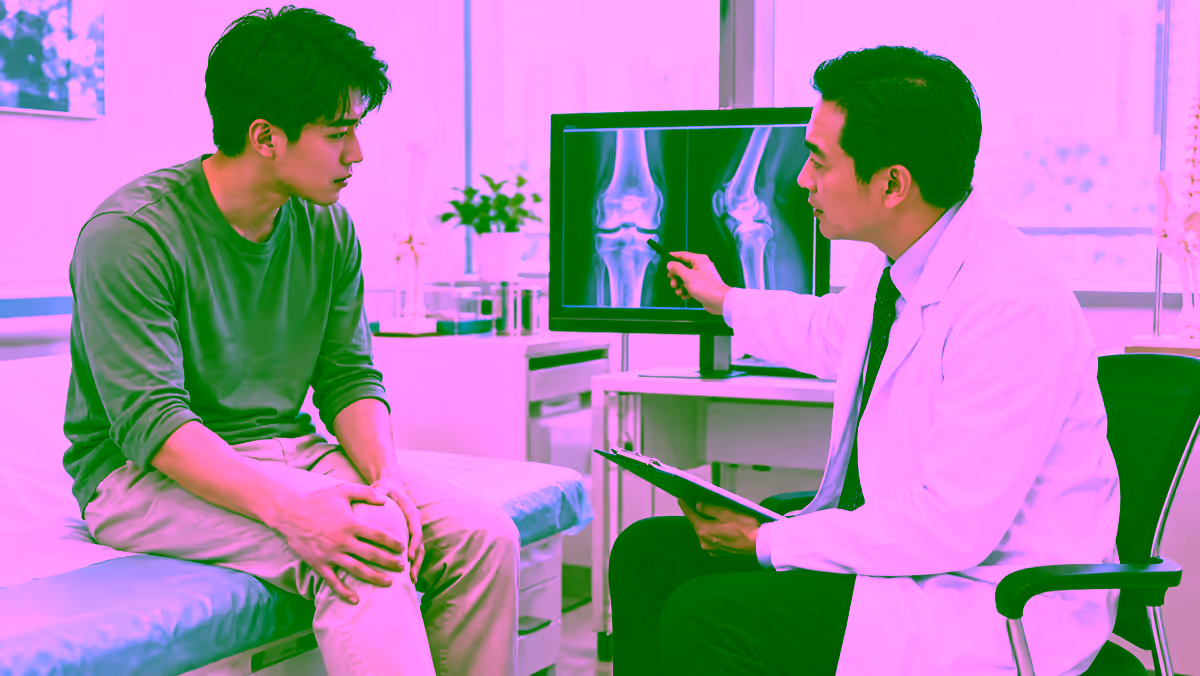 Người bệnh đau gối được bác sĩ xương khớp giải thích phim X-quang