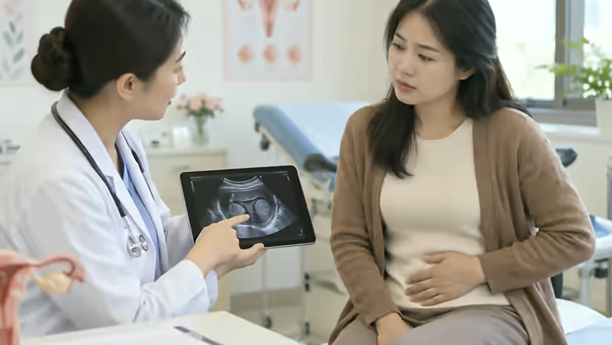 Người bệnh đau bụng dưới được bác sĩ tiết niệu tư vấn và kiểm tra