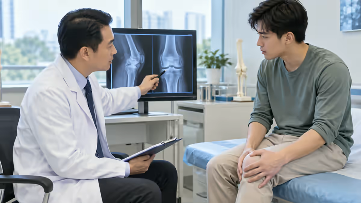 Người bệnh đau và sưng khớp gối được bác sĩ cơ xương khớp tư vấn