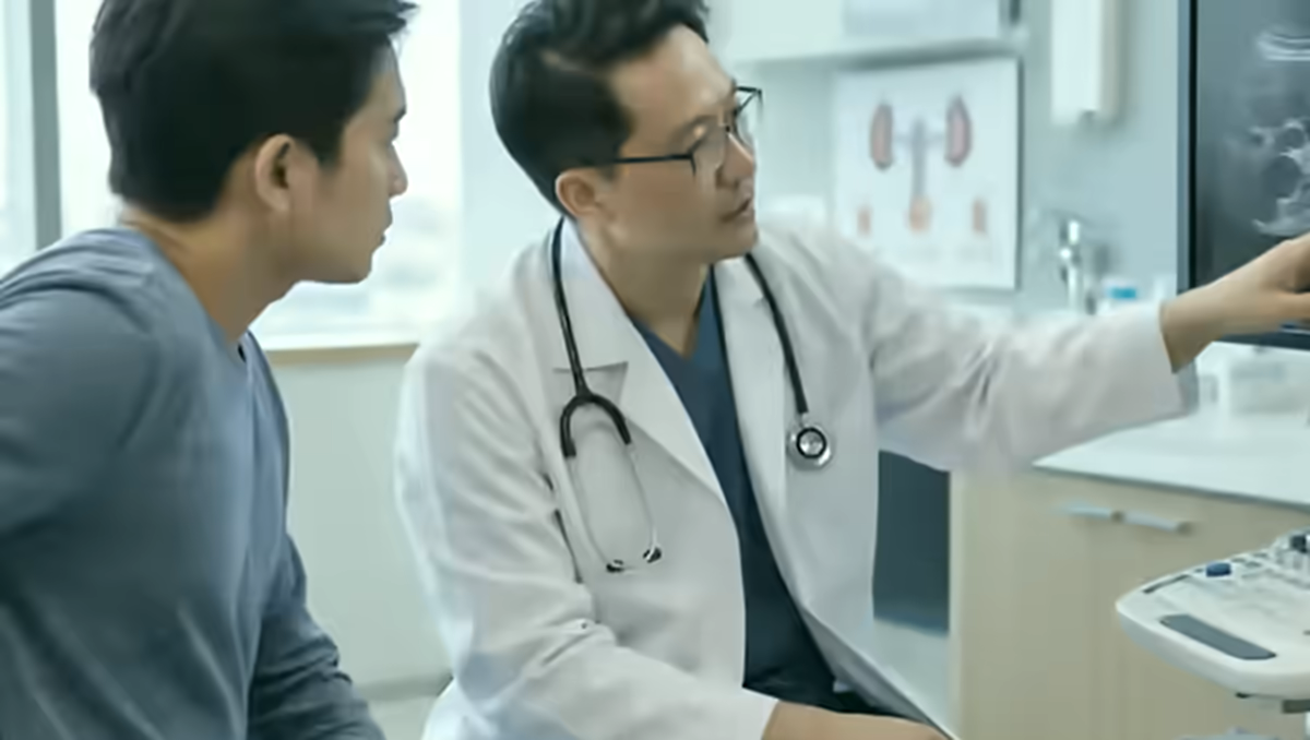 Người bệnh được bác sĩ thận giải thích hình ảnh siêu âm và xét nghiệm