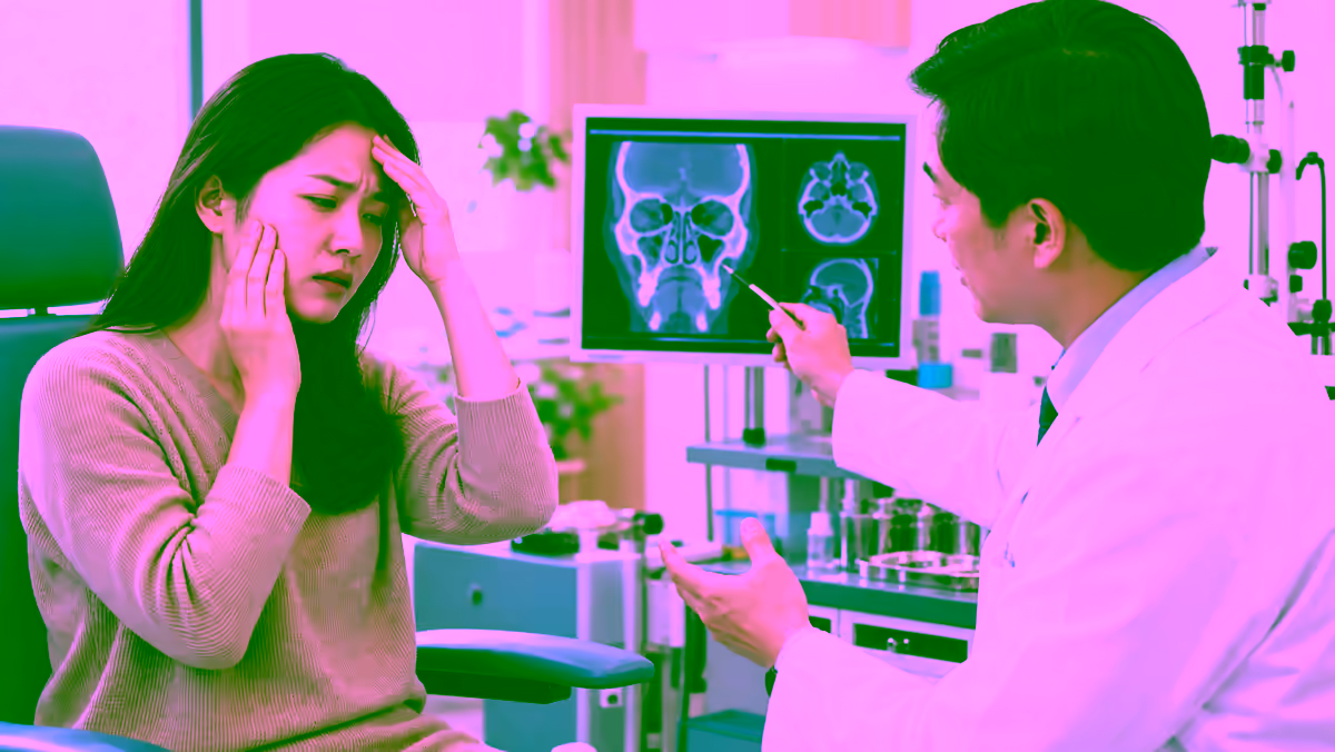 Người bệnh đau vùng mặt được bác sĩ tai mũi họng kiểm tra xoang