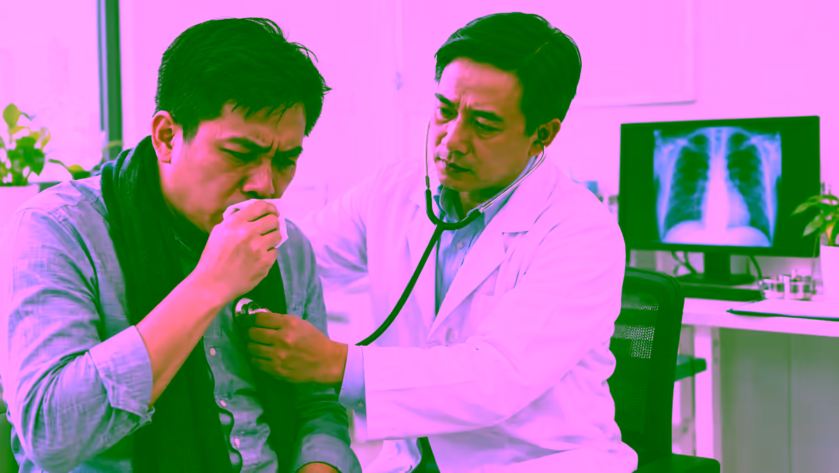 Người bệnh ho được bác sĩ hô hấp nghe phổi và tư vấn