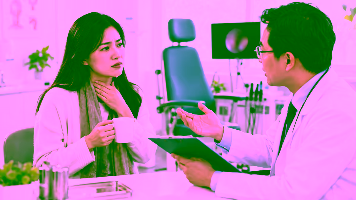 Người bệnh đau rát họng được bác sĩ tai mũi họng tư vấn