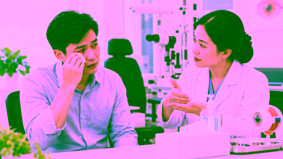 Người bệnh đỏ mắt và chảy nước mắt được bác sĩ nhãn khoa tư vấn