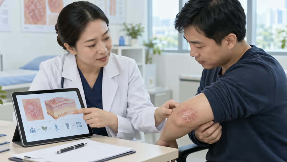 Người bệnh có tổn thương da và đau khớp được bác sĩ da liễu tư vấn