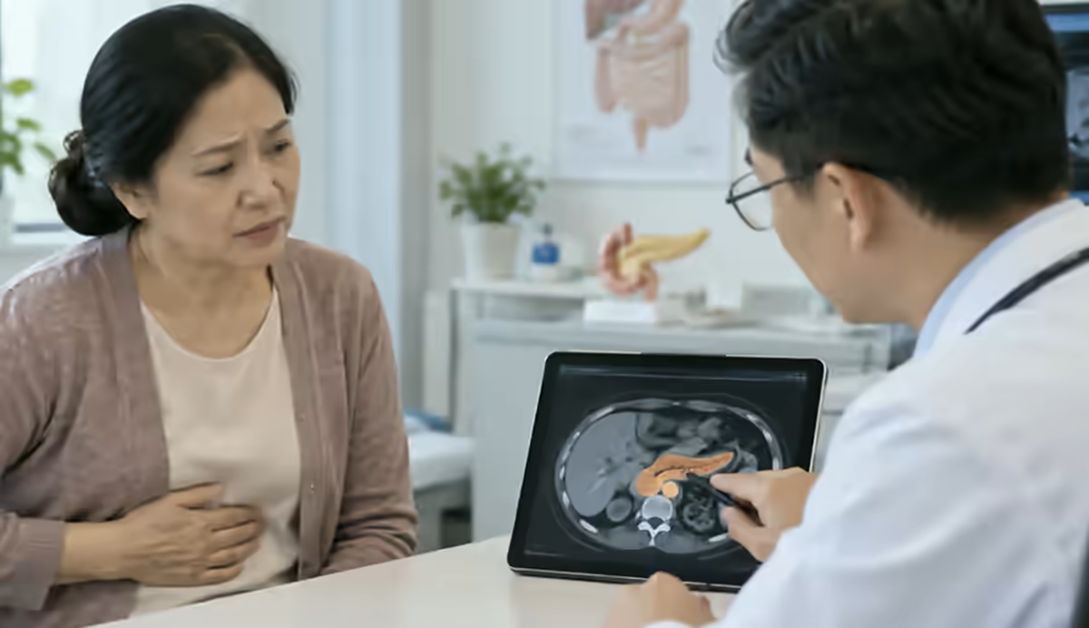 Người bệnh đau bụng dữ dội được bác sĩ tiêu hóa kiểm tra