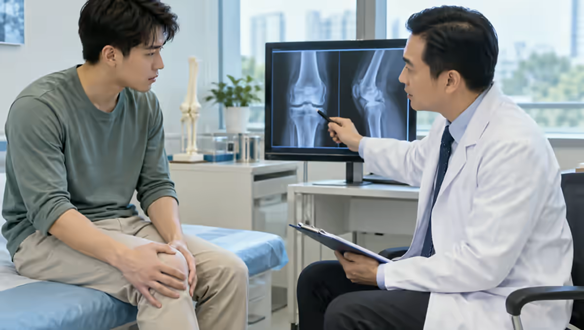 Người bệnh đau xương được bác sĩ cơ xương khớp giải thích phim X-quang