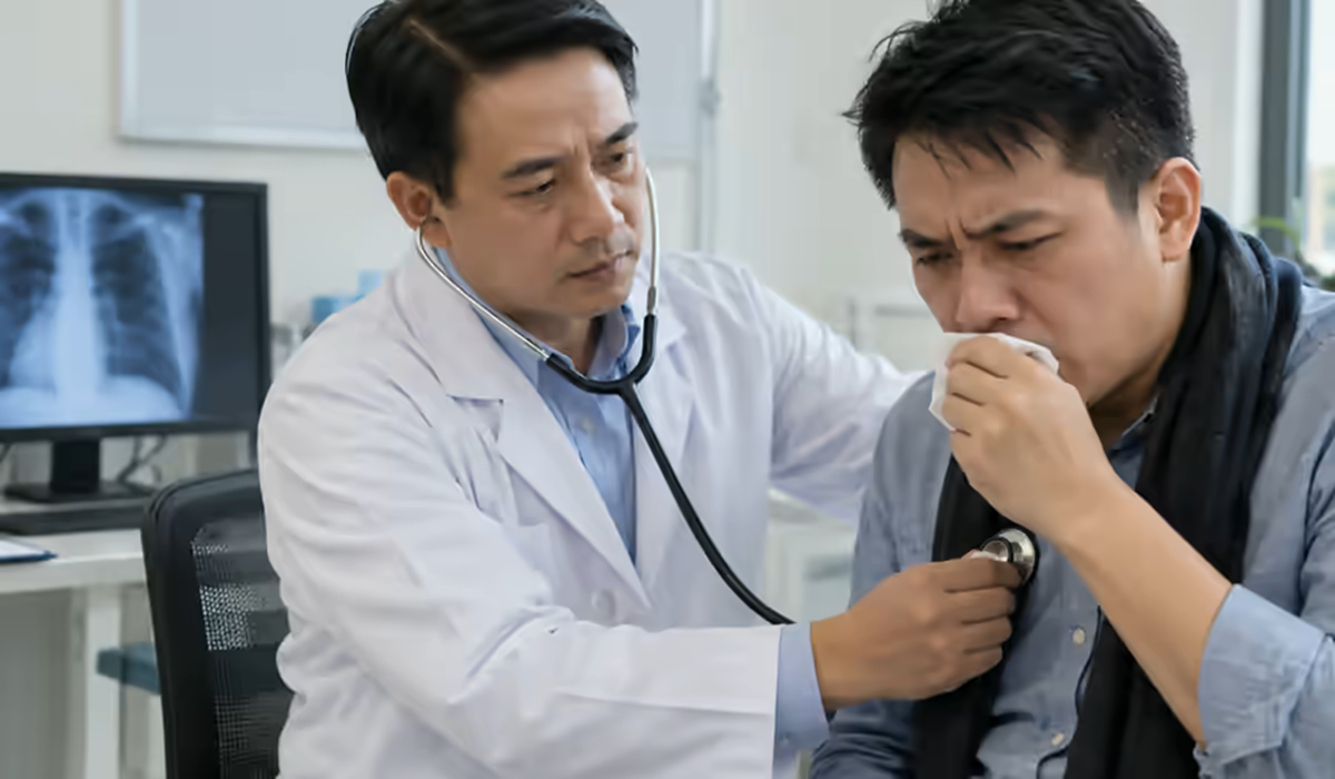 Người bệnh sốt và khó thở được bác sĩ thăm khám