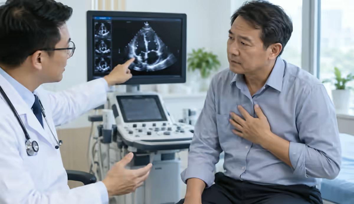 Người bệnh sốt được bác sĩ tim mạch kiểm tra tim