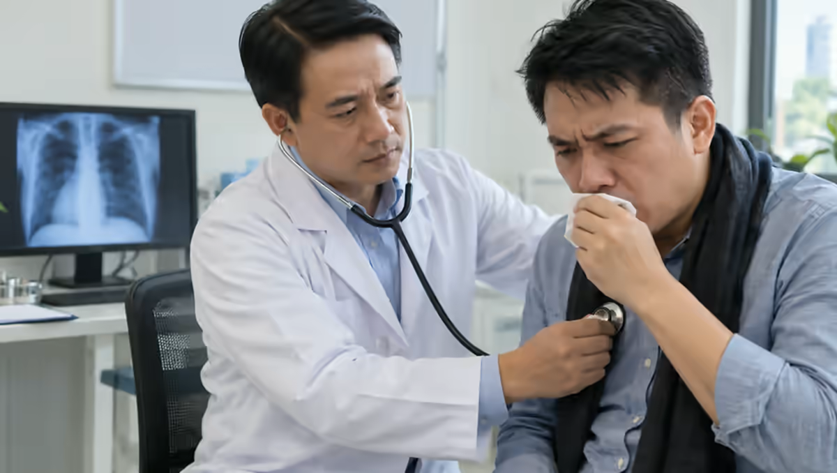 Người bệnh khò khè khó thở được bác sĩ nghe phổi
