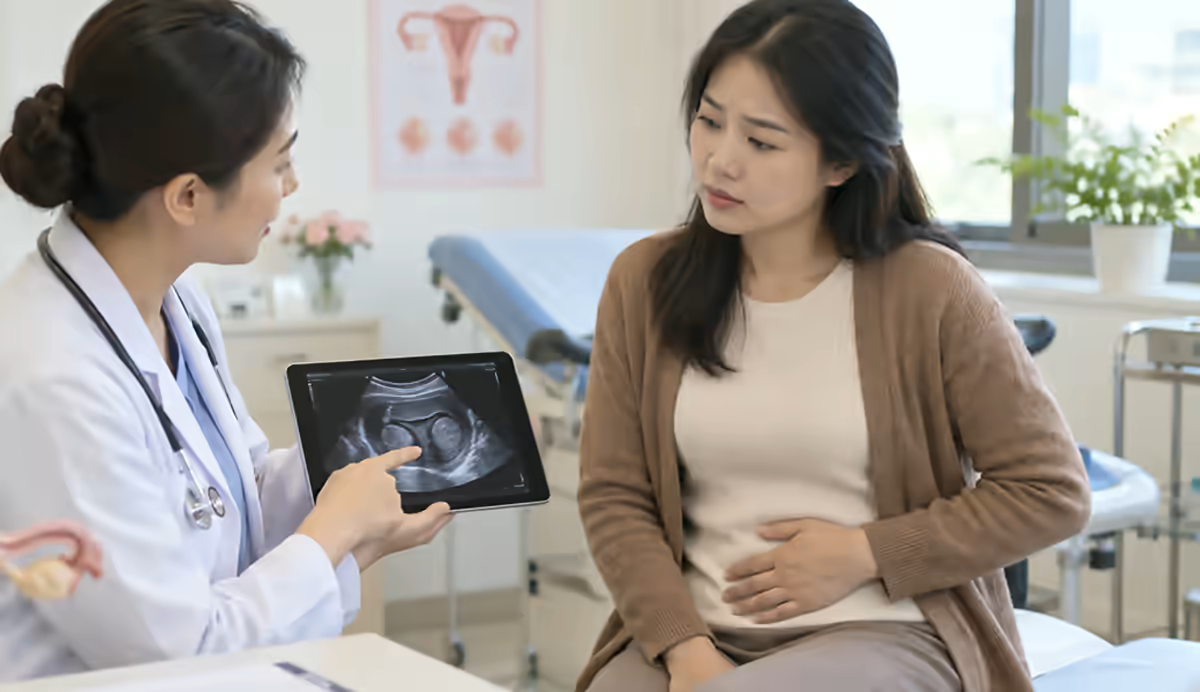 Người bệnh được bác sĩ phụ khoa tư vấn và siêu âm