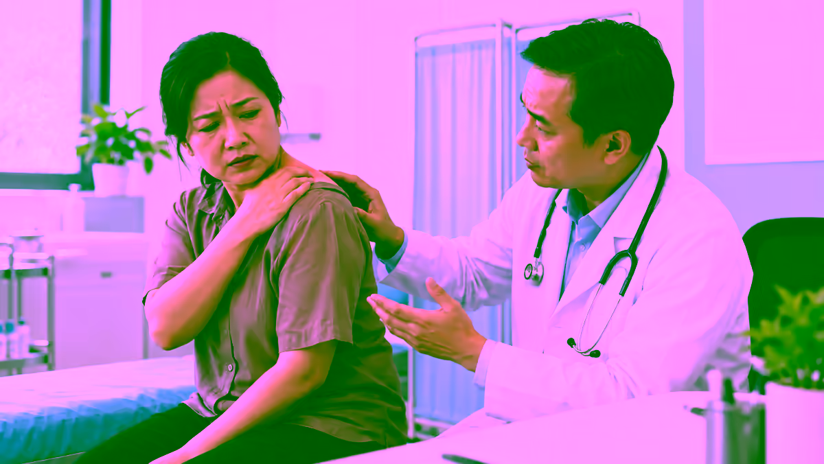 Người bệnh đau rát vùng vai được bác sĩ thăm khám zona thần kinh