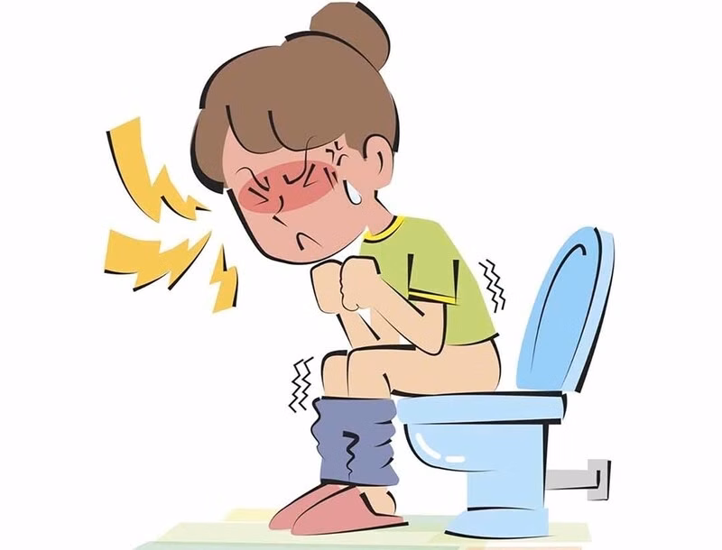 Minh họa cấu trúc giải phẫu đại tràng và quá trình tống xuất phân khi cơ thể bị bệnh táo bón