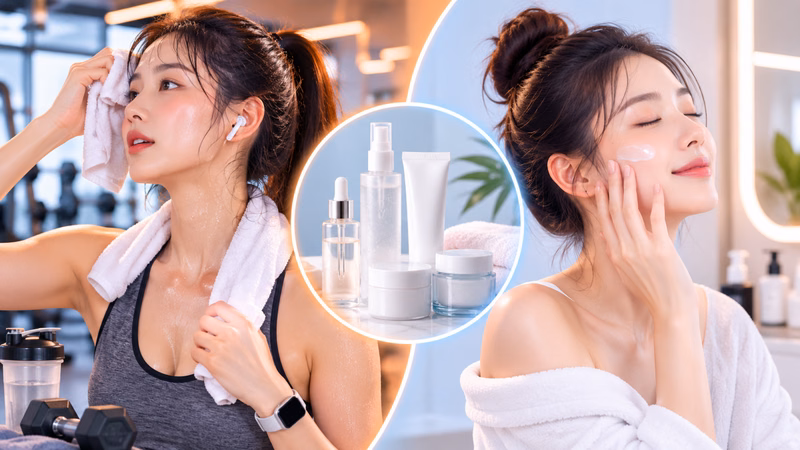 Thực hiện bước tẩy trang làm sạch nhẹ nhàng trước buổi tập thể dục giúp lỗ chân lông thông thoáng