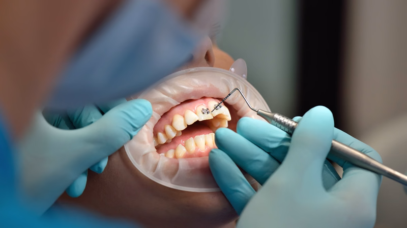 Bác sĩ nha khoa kiểm tra độ khít sát và độ bền của cầu răng sứ định kỳ