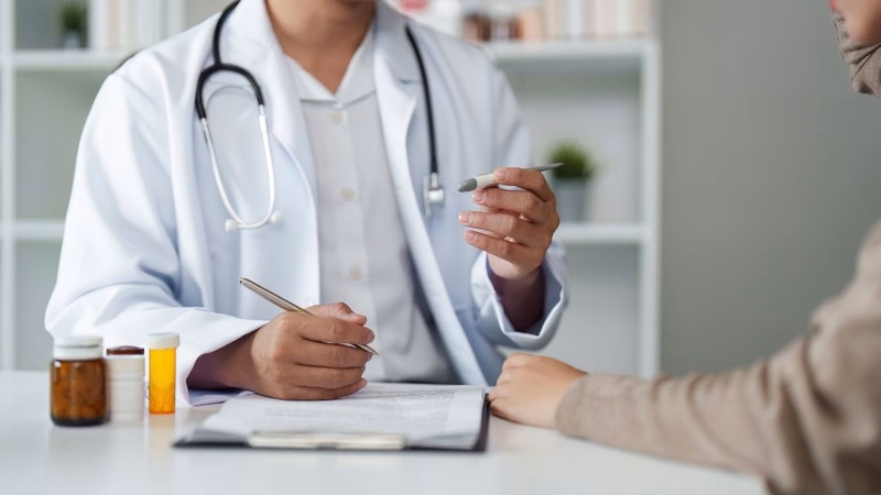 Bác sĩ đa khoa trao đổi thông tin và hướng dẫn chuyển tuyến điều trị chuyên khoa