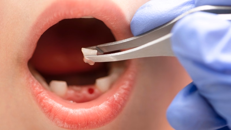 Bác sĩ nha khoa kiểm tra tình trạng răng sữa cho trẻ 4 tuổi tại phòng khám