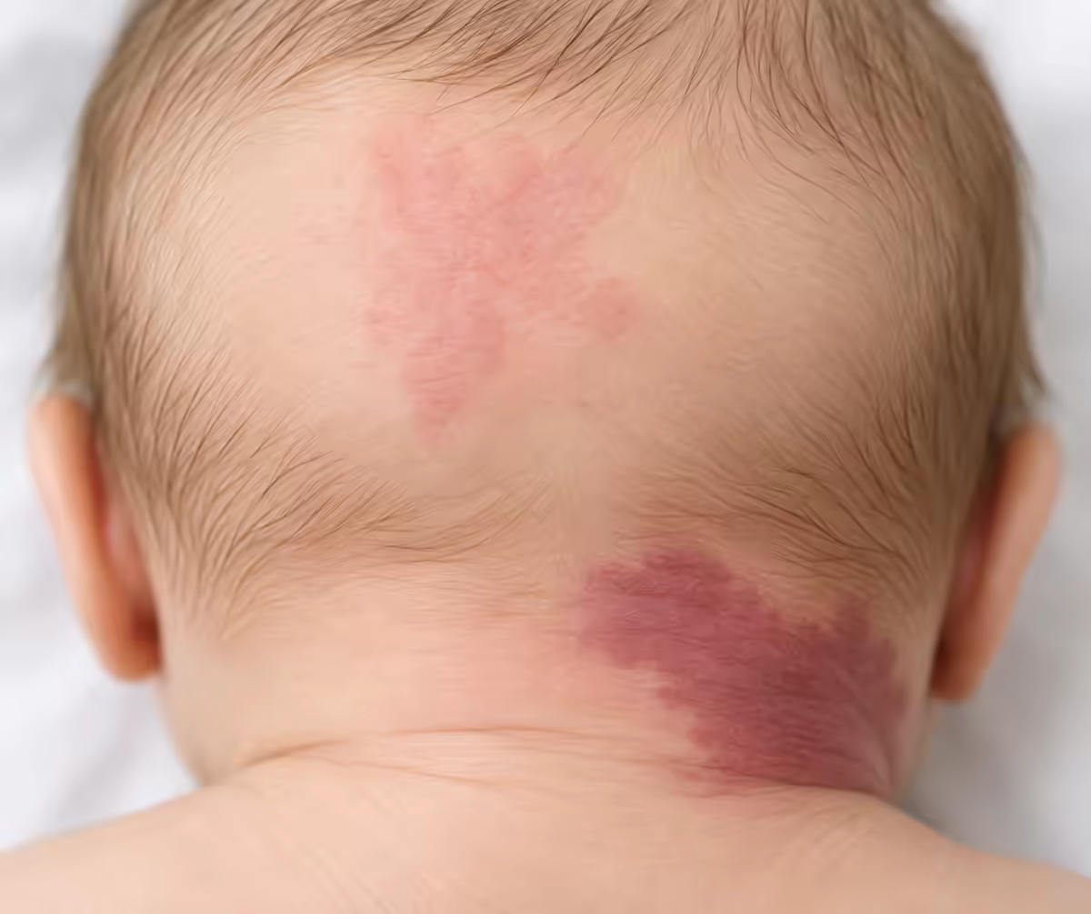 Hai dạng bớt mạch máu phẳng trên da trẻ sơ sinh