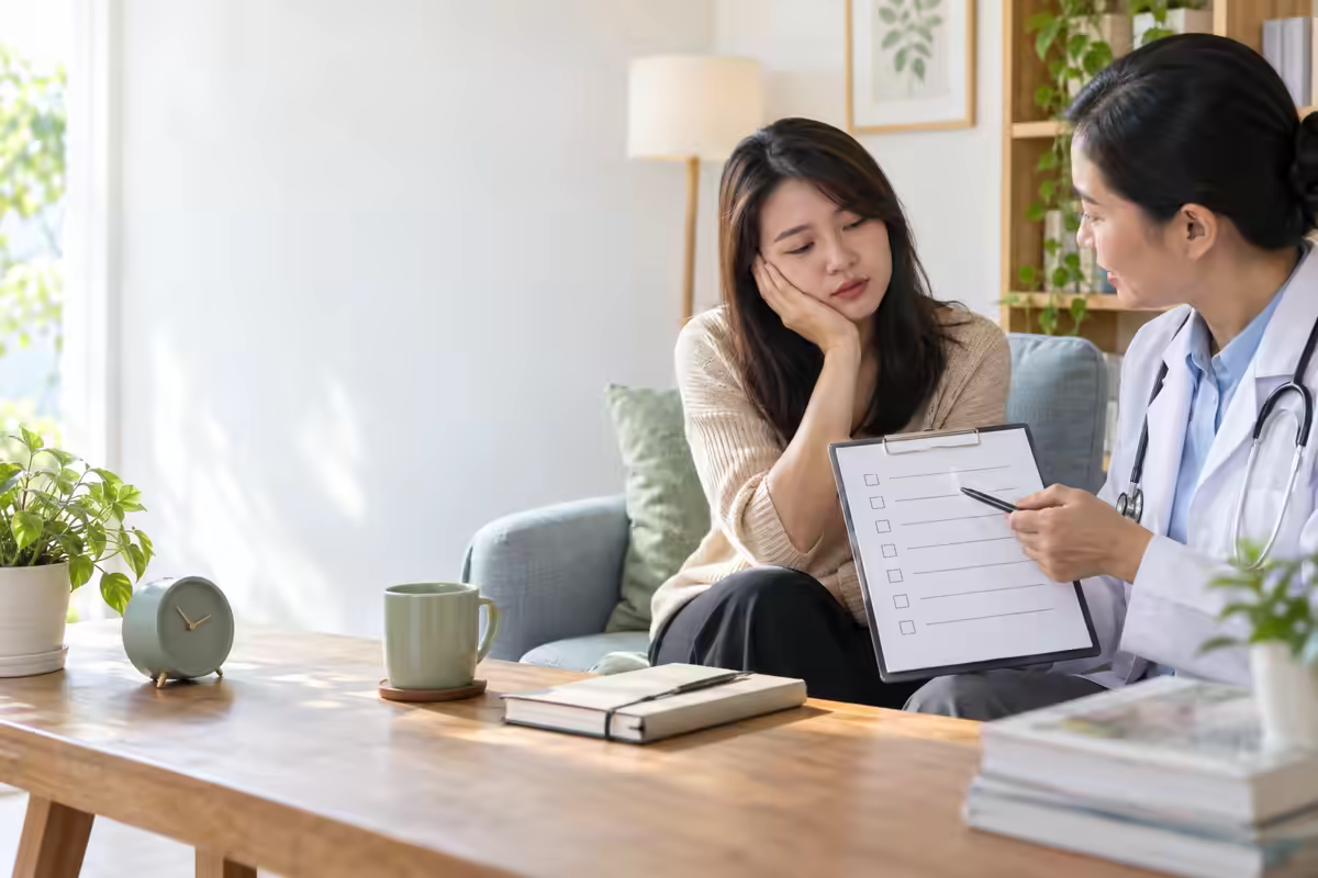 Người bệnh trao đổi với bác sĩ về tình trạng buồn ngủ ban ngày
