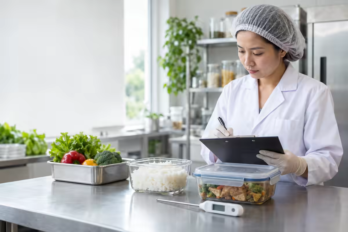 Chuyên gia an toàn thực phẩm kiểm tra bảo quản cơm và thức ăn