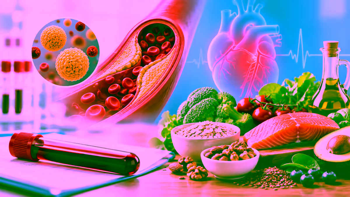 Minh họa rối loạn lipid máu và thực phẩm tốt cho tim mạch
