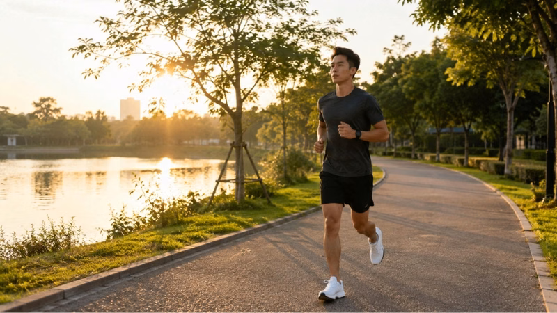 Hình ảnh khởi động xoay khớp và kéo giãn cơ trước khi thực hiện bài chạy phục hồi