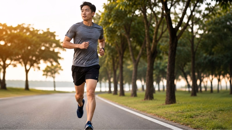 Hình ảnh người tập chạy bộ ở cường độ nhẹ nhàng để phục hồi cơ bắp