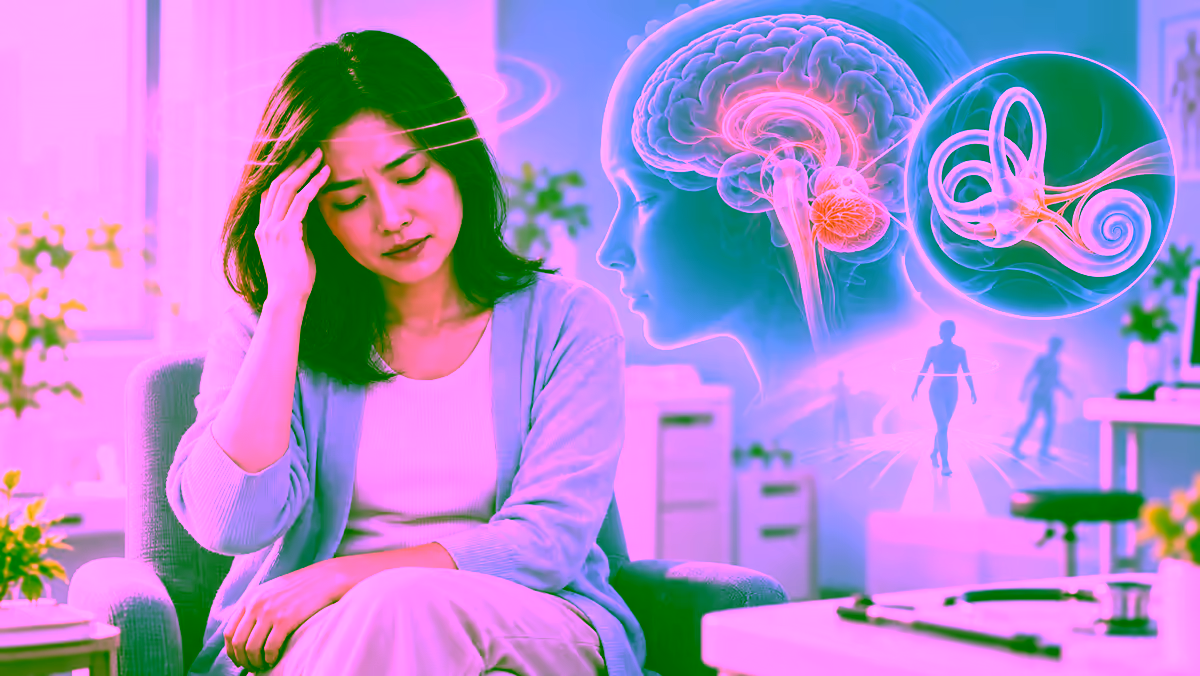 Minh họa người bị chóng mặt và hệ tiền đình