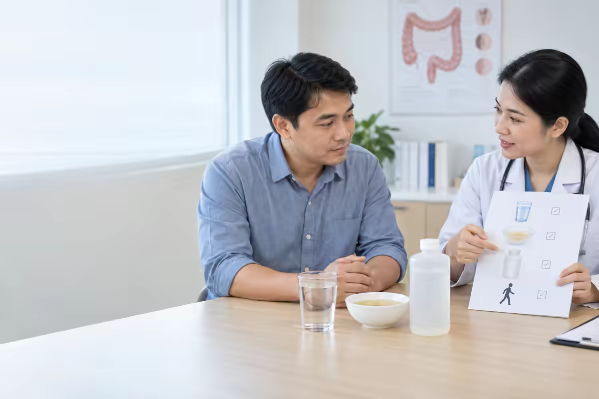 Bác sĩ hướng dẫn người bệnh chuẩn bị trước khi nội soi đại tràng