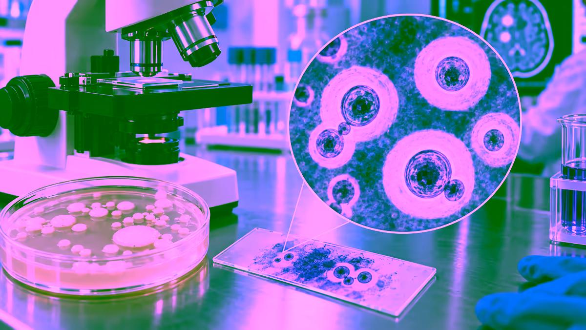Cryptococcus neoformans dưới kính hiển vi và đĩa nuôi cấy