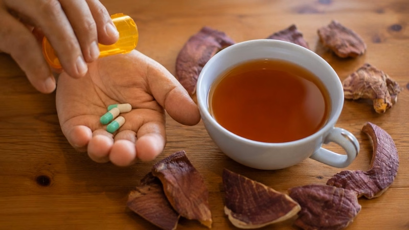 Người bệnh trao đổi với bác sĩ về việc uống nấm linh chi khi đang dùng thuốc tây